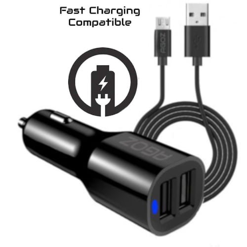 Agoz Fast Charge Dual Port Car Charger Adapter For Motorola Moto E6