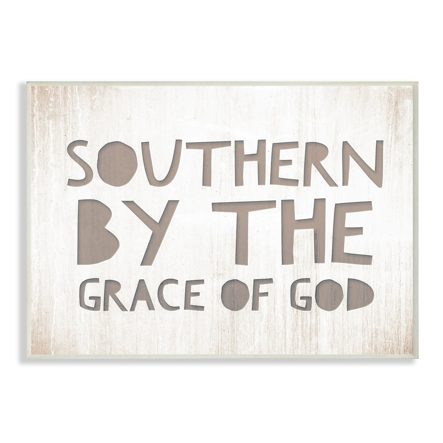 The Stupell Home Decor Collection Grey and White Southern by the Grace Of God Typography Wall Plaque Art, 10 x 0.5 x 15