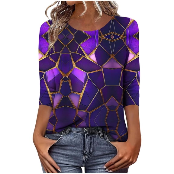 Womens Blouses Dressy,Women's Shirts Lightweight 2026 Spring Summer Fashion 3/4 Length Sleeve Tops Business Casual Blouses Western Outfits