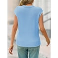thumbnail image 4 of Summer Womens V Neck Cap Sleeve Tops Casual Loose Fit Knit Lightweight Going Out Sweater Pullover Top, 4 of 6