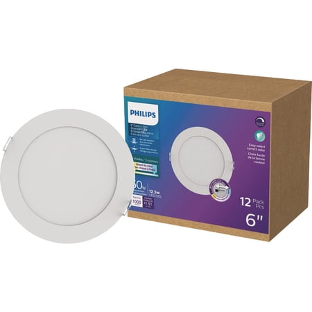 12-pack Philips Lighting LED Master Slim Recessed Ceiling Light - Dimmable, Wet Rated - 12 Pack, 6 Inch — Residential Use, Standard Application