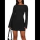 thumbnail image 2 of Vestido Mini de Larga para Mujer, Cuello , , Mangas Acampanadas, Espalda Anudada, Transparente, Sin Espalda, Ajustado, Y2K, Corto Negro S, 2 of 10