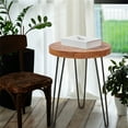 thumbnail image 2 of Rustic Old Elm Wood Round End Table Nightstand Sofa Side Table 20.5" H, 2 of 11