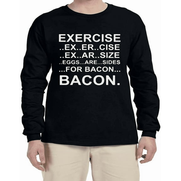 Funny Bacon Shirt Dad Gifts Husband T-shirt Mens Graphic Tees Long Sleeve Tee Shirt