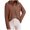 Brown, variant on WREESH Womens Fashion Sweaters Casual V Neck Solid Color Pullover Loose Fit Long Sleeve Tops Button Round-Neck Casual T-Shirt Top Blouse Gray