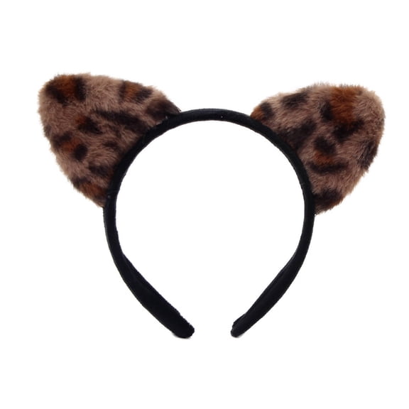 Popular Hairhoop Fashion Plush Cats Ear Hairband with Print for Birthday Party Women Music Festival Headpieces
