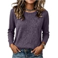 thumbnail image 5 of Cmfcve Women Fall Shirts Crew Neck Long Sleeve Blouses Thin Loose Fit Casual Trendy Tops, 5 of 7