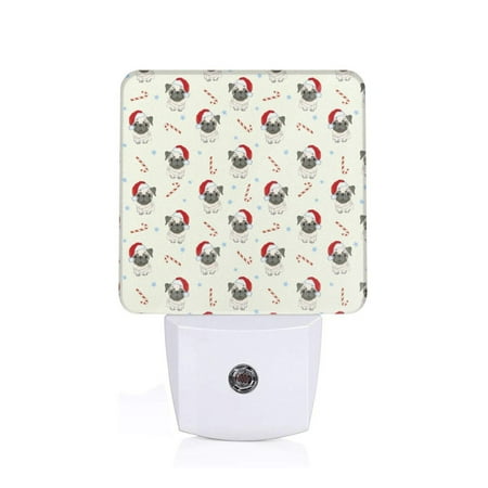 

Sigee Christmas Pug Dog for Night Lights Plug into Wall Dusk to Dawn Sensor Warm White Led Night Light 0.5W for Kid Hallway