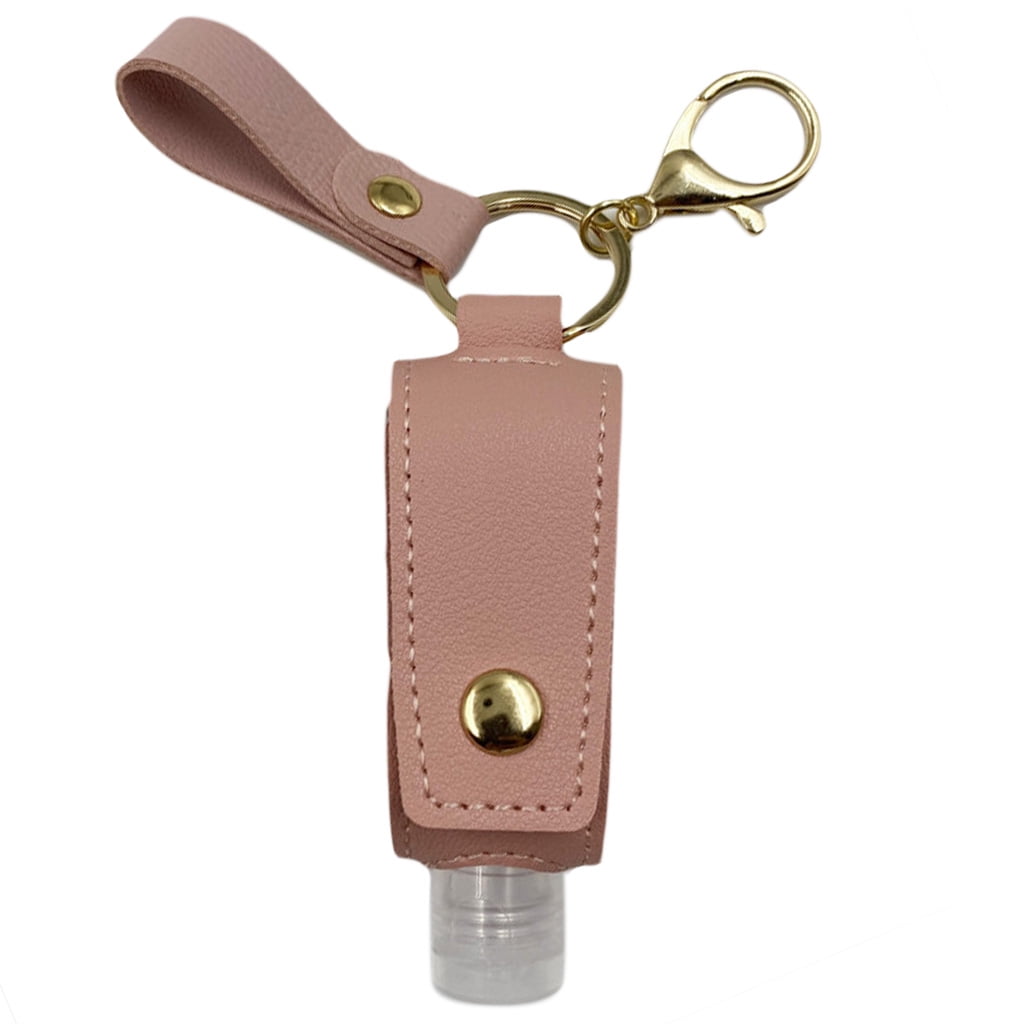 Travel Hand Sanitizer Empty Refillable Bottle with Faux Leather Holder