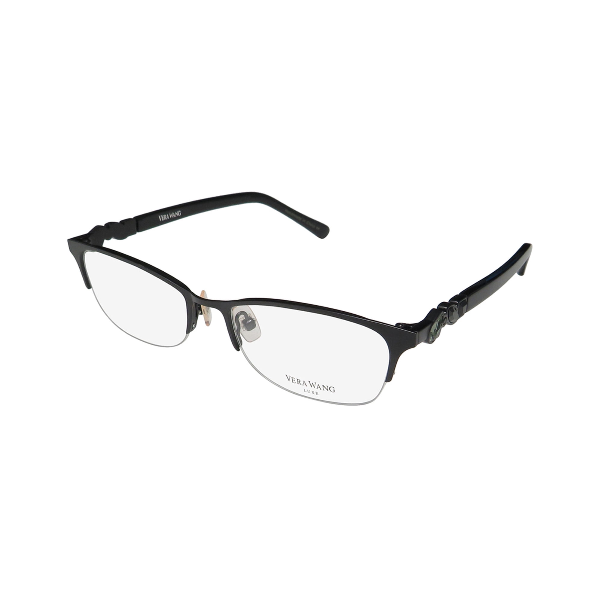 NEW VERA WANG LUXE NEDAJ WOMENS/LADIES CAT EYE HALF-RIM BLACK FRAME DEMO LENSES 52-16-140 EYEGLASSES/SPECTACLES