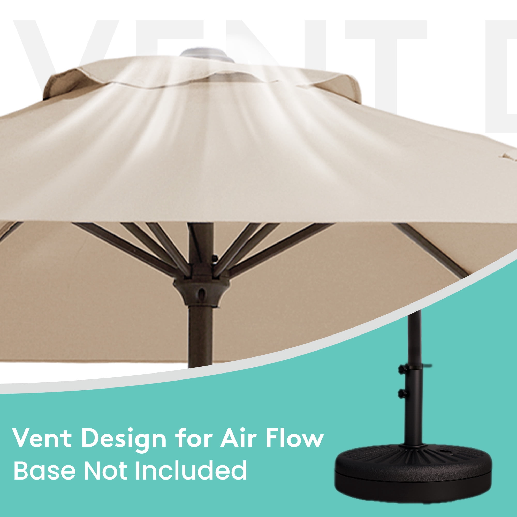 Napwant 7.5ft Patio Umbrella, 6 Sturdy Ribs Outdoor Table Umbrella with Push-Button Tilt & Crank for Garden, Deck, and Pool Beige