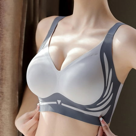 Wayzton Super Gather Bra Wireless Push-Up Bra  Soft Comfortable Gather Bra  Lift Bra Women Lingerie with Nipple Covers Save Big Navy 2XL