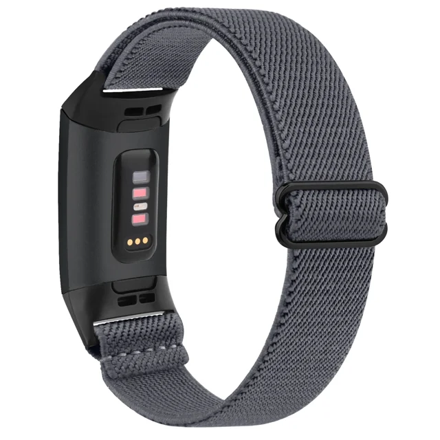 Nylon Elastic Watch Band For Fitbit Charge 4 3 SE Strap Sports Bracelet Correa For Fitbit Charge 3 4 SE Band Woven Wristband deep gray For Charge 3 SE