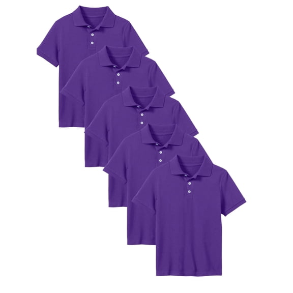5-Pack School Uniform Tagless Polo Tshirt for Little Boys & Big Boys