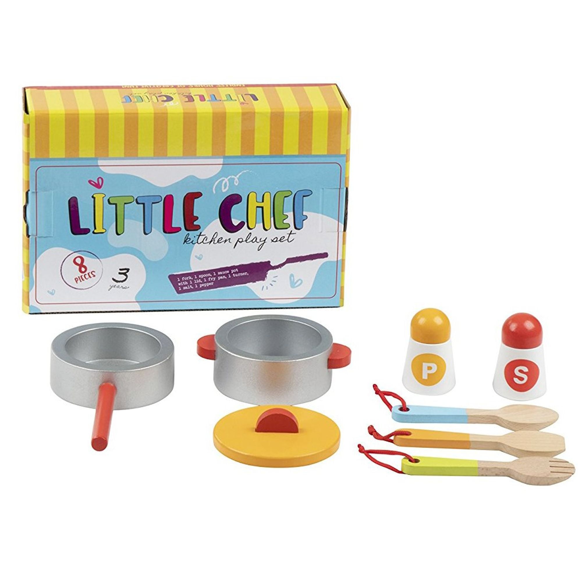 childrens wooden saucepan set