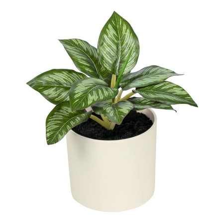 Mainstays 6.5" Artificial Purple Leaf Plant in Cream Pot