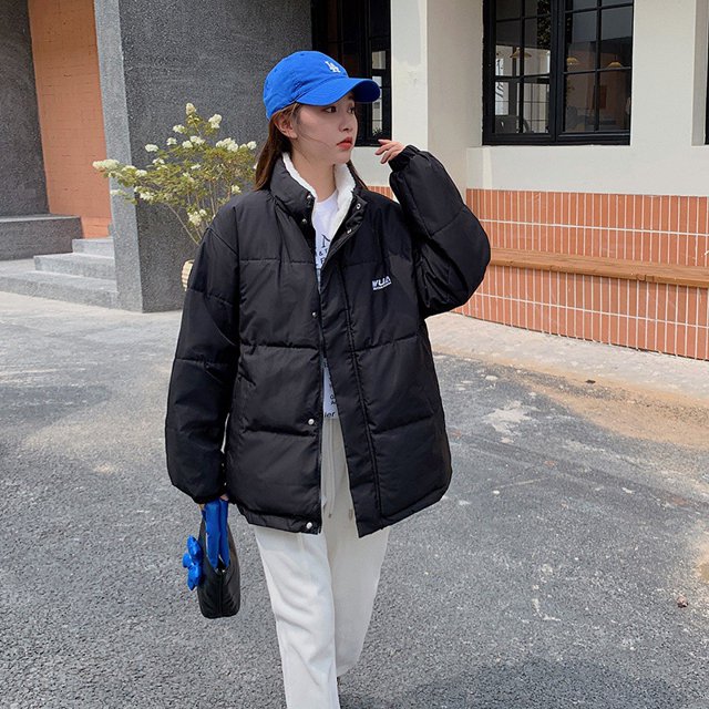 Chaqueta holgada de algodón de doble cara con cuello grueso y acolchado de algodón