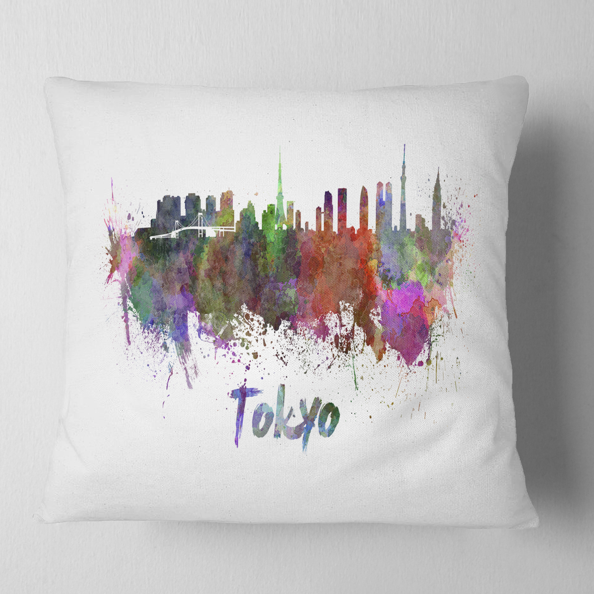 Designart Tokyo Skyline - Cityscape Throw Pillow - 16x16