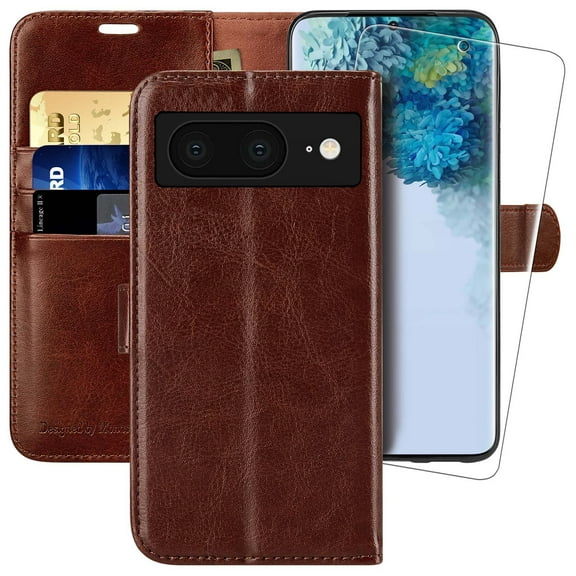 MONASAY Wallet Case Compatible for Google Pixel 8,[RFID Blocking] Flip Folio Leather Cell Phone Cover with Credit Card Holder, Brown