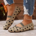 thumbnail image 5 of KIJBLAE Women's Stripe Polka Dot Low Cut Moccasin Flats, Slip On Soft Sole Trendy Daily Casual Shoes Khaki 42, 5 of 9