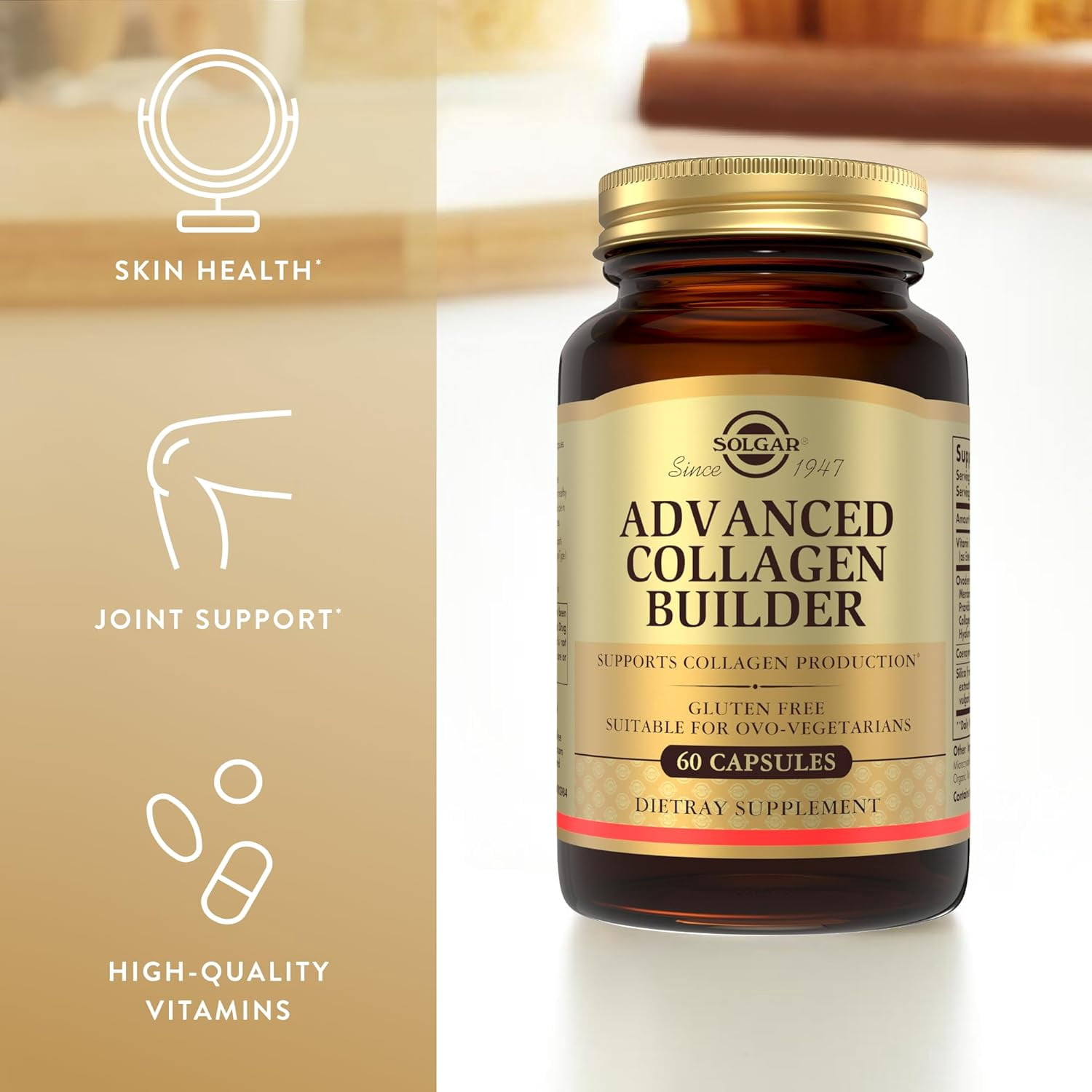 Solgar Advanced Collagen Builder with Vitamin C, Ovoderm, Coenzyme Q10 & Silica, 60 Capsules