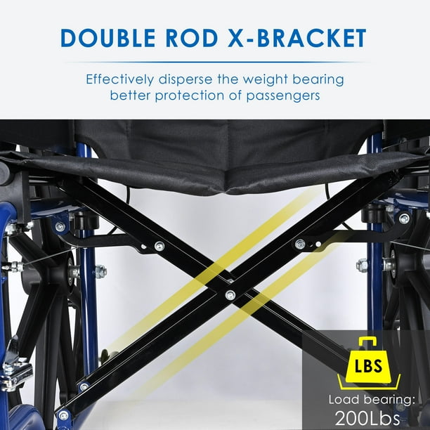 Obiclinic®, Folding Wheelchair, Lightweight, Seat 16 In, Two Brake Systes, Folding Backrest