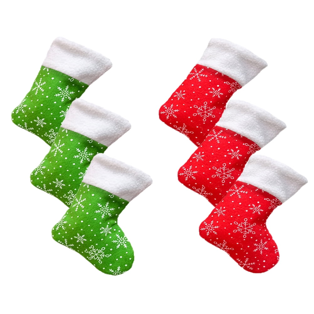 Baywell Christmas Decorations Mini Christmas Stockings 6 Pack, Small