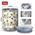 thumbnail image 3 of 12oz Tumblers White Stem Sunflower Pattern Vacuum Insulated Stainless Steel Travel Tumbler Cups Mug with Lid and Straw for Beer,Coffee,Beverages with Cleaning Brush for Cold & Hot Drinks, 3 of 5