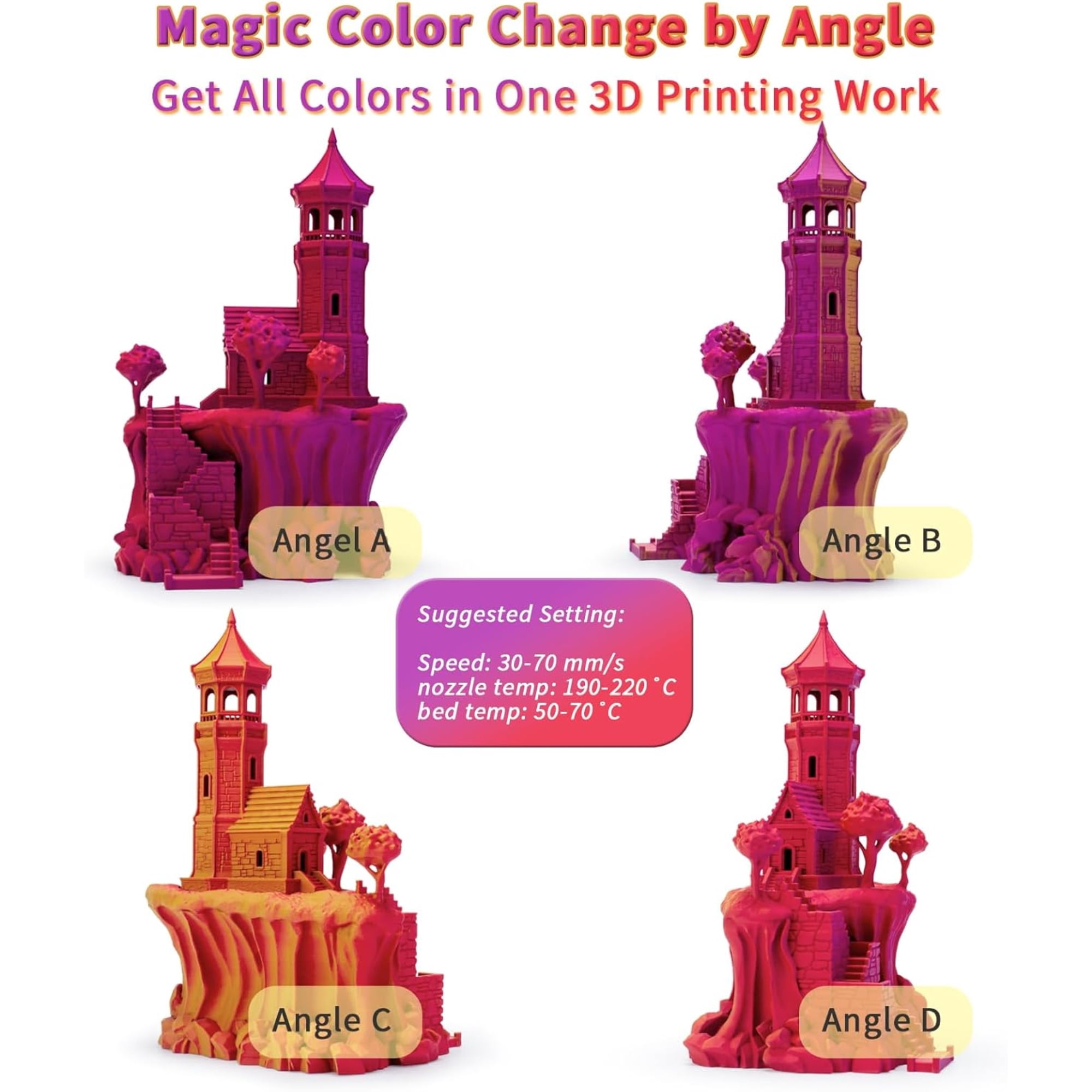 Ziro 3D Tri-Color Matte PLA 1.75mm 1kg, Afterglow