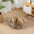 thumbnail image 5 of Plush Cat Bed Mat, 12" Round Dog Bed Pillow, Puppy Kitty Relying/Curling Sleep Cushion, Warm Bed for Small to Medium Dogs Cats Rabbits, 5 of 6