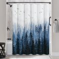 thumbnail image 6 of Blue Forest Shower Curtain Misty Mountain Nature Tree Fabric Shower Curtains for Bathroom Water Repellent Heavy Duty Navy Blue and Grey Woodland Shower Curtain Bathtubs Hotel, 72 x 72 inch, 6 of 6