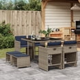 thumbnail image 1 of vidaXL 9 Piece Garden Dining Set with Cushions Grey Poly Rattan, 1 of 5