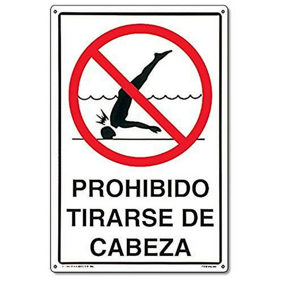 Poolmaster Spanish Language "Prohibido Tirarse" Sign for Residential or Commercial Swimming Pools