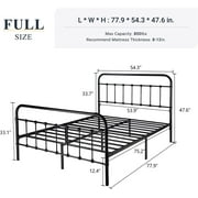 Allewie Full Size Metal Platform Bed Frame with Victorian Style Wrought Iron-Art Headboard/Footboard, Black