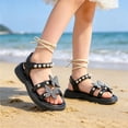 thumbnail image 2 of Little Girls Summer Glitter Gladiator Sandals Rhinestone Open Toe Strappy Dress Flats Sandals Wedding Party Shoes for Toddler Little Kid Big Kid, 2 of 7