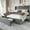 Gray, variant on Amolife King Size Storage Bed Frame with Charging Station & 3 Drawers, Velvet Platform Bed with Upholstered Wingback Headboard, 1000 LBS Capacity, Black