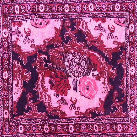 Ahgly Company Indoor Square Persian Pink Traditional Area Rugs, 7' Square