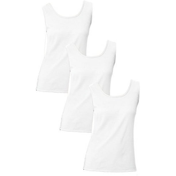 Hanes Women`s Mini-Ribbed Cotton Tank Set of 3 S, White Pack of 3