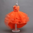 thumbnail image 6 of Girls Formal Dress A Line Flower Girl Dress Summer Sleeveless Princess Catwalk Performance Birthday Party Pageant Ball Gown Dresses For Toddler Girl Orange Size 4-5 Years, 6 of 8