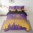 thumbnail image 2 of jejeloiu Football Sport City 7pcs Bedding Comforter Set,Purple Yellow Helmet Queen Bedding Sets For Rugby Lover Reversible, 2 of 8