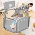 thumbnail image 6 of Baby Playpen, Baby Play Yard, Baby Fences Christmas Gifts Space Saving Baby Bodyguard, Gray, 6 of 8