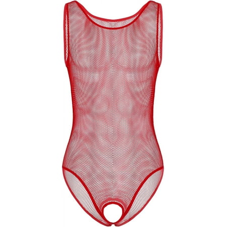 MAOYA Mens Fishnet Thong Leotard Bodysuit Stretch Singlet Wrestling One-Piece Underwear
