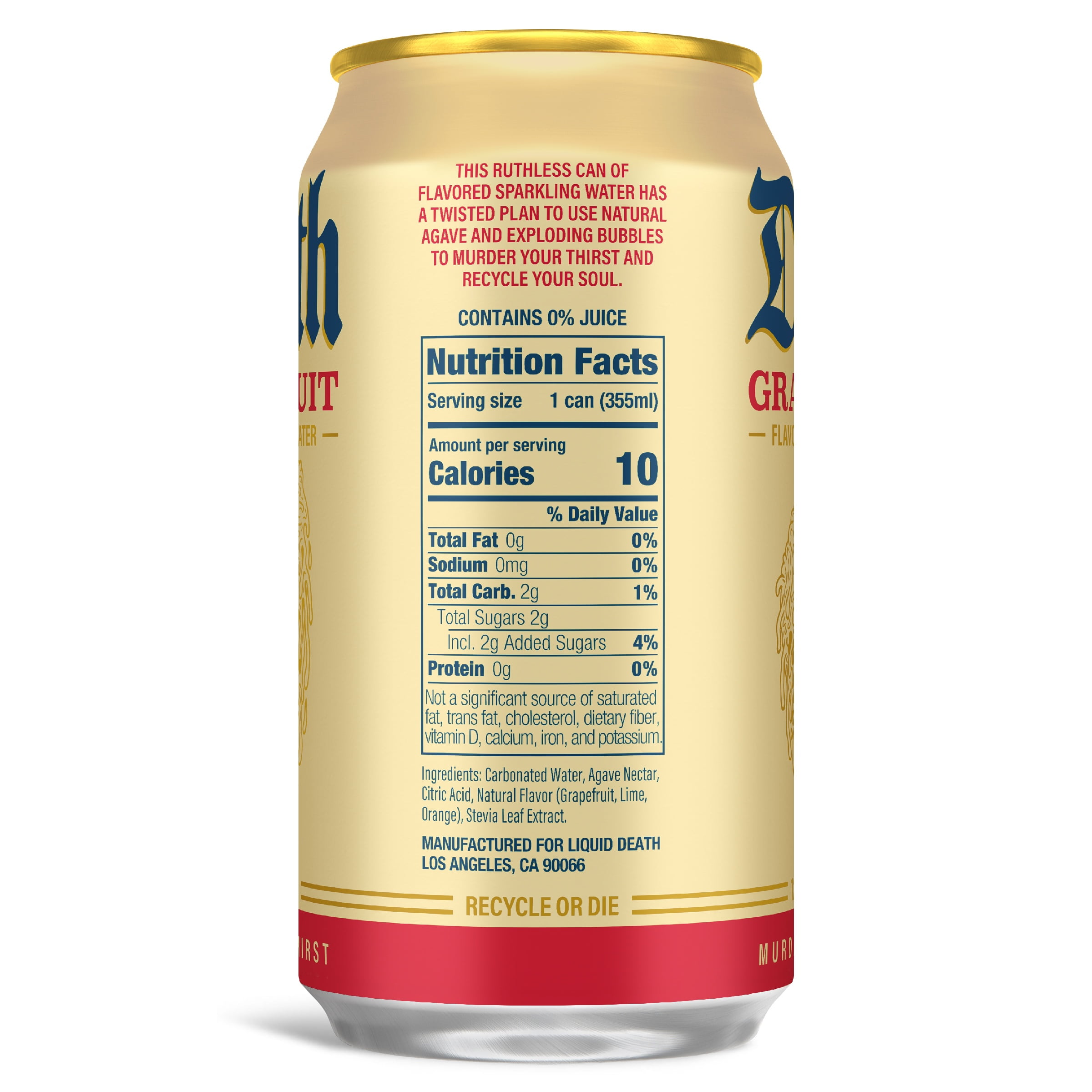 (4 pack) Liquid Death, Grave Fruit, Grapefruit-Flavored Sparkling Water, 6-pack (12 fl oz Cans), Low Sugar, Huge Flavor and No Artificial Sweeteners