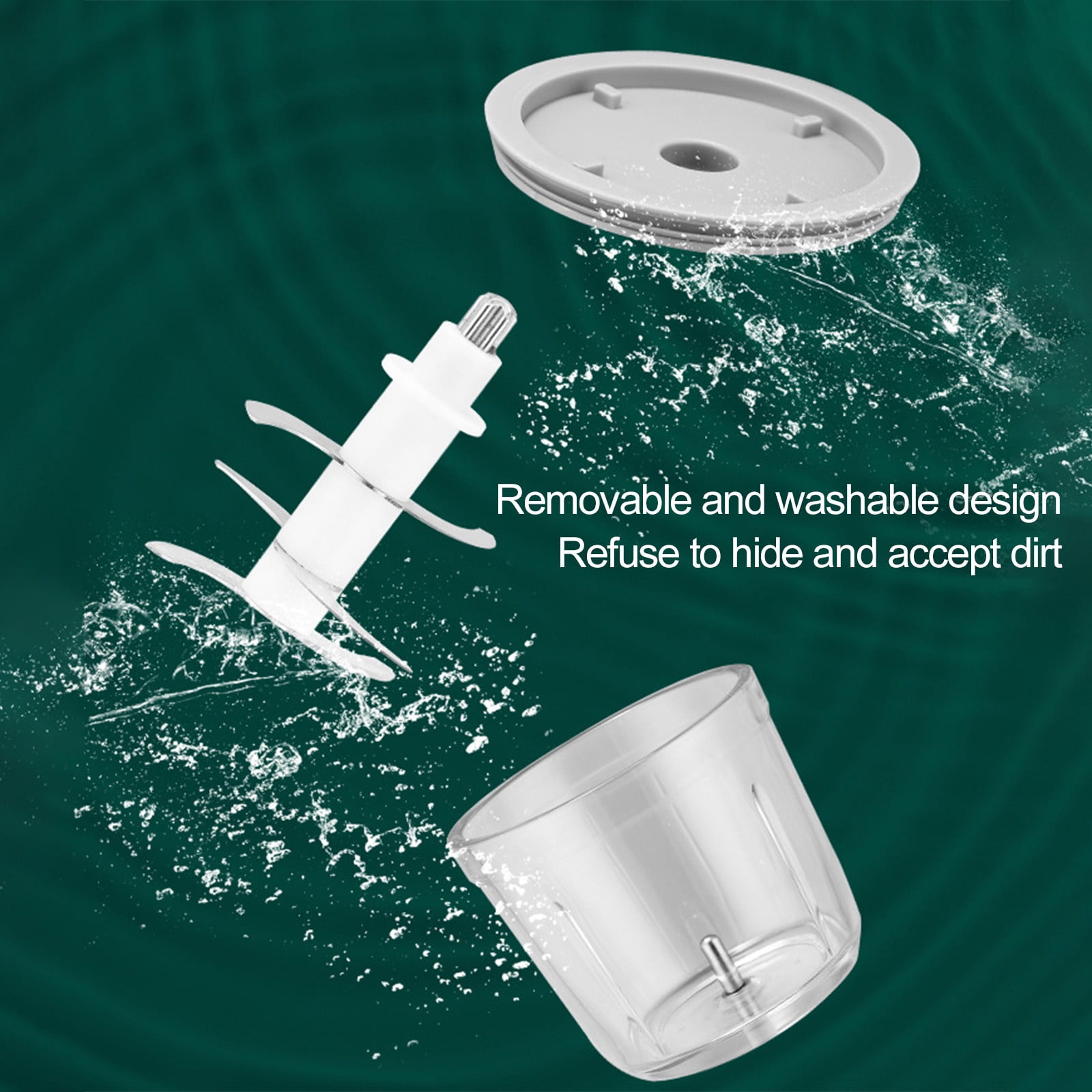 Gnmfd Mini Food Processor with Stirrer and Separator, USB Rechargeable Garlic Chopper, Vegetable Fruit Grinder, 600ml Capacity for Home Kitchen Meal Prep, Salad Sauces, Party Cooking