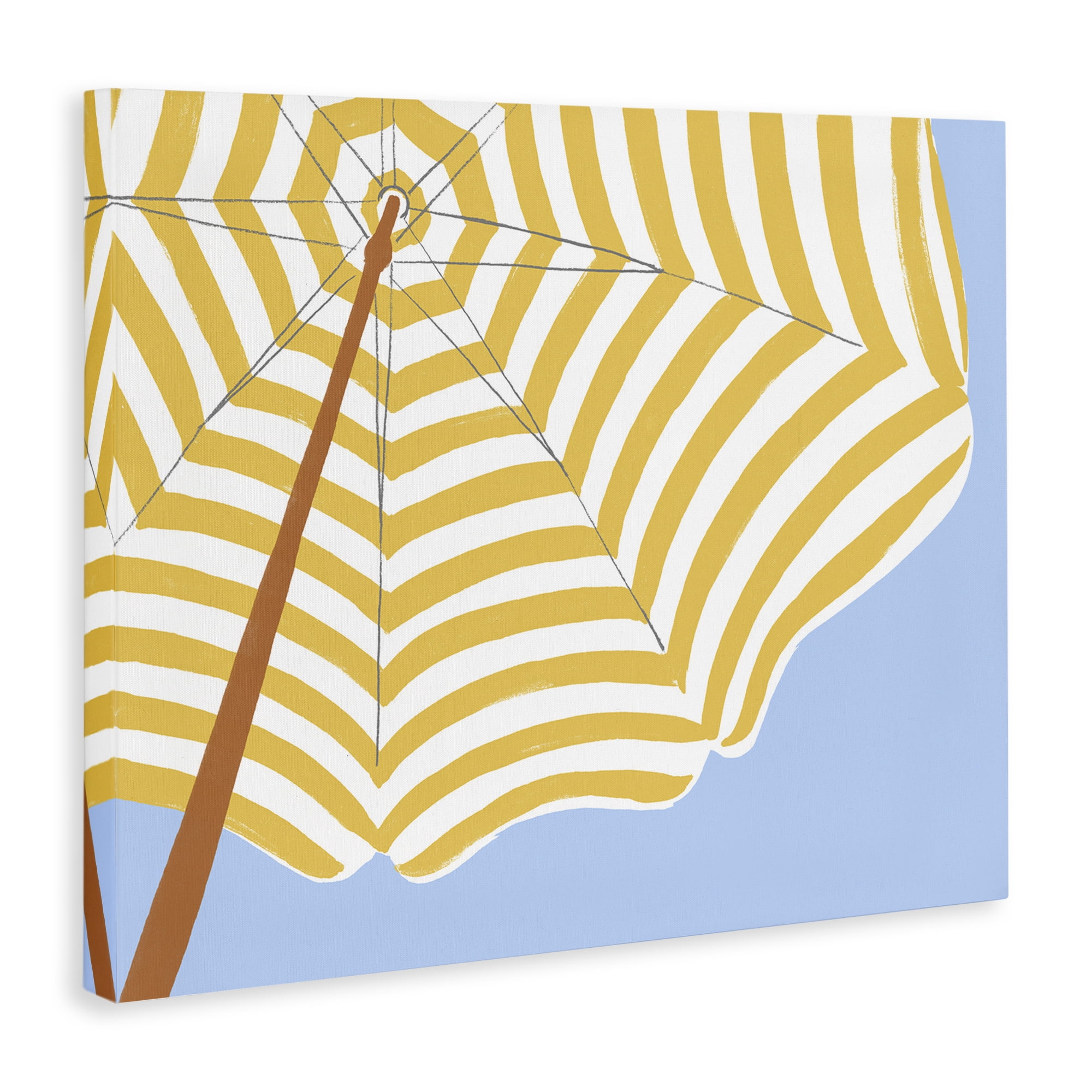 Stupell Industries Yellow & White Umbrella Coastal Painting Gallery Wrapped Canvas Art Print Wall Art, 48 x 36
