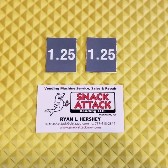 (2) Soda Vending Machine $1.25 Vend Label Price Stickers / Free Ship!