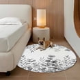 thumbnail image 2 of Grey Eucalyptus Leaves Round Area Rug 5Ft Washable Circle Rugs for Living Room Bedroom, Watercolor Spring Summer Botanical Non-Slip Carpet Floor Mats Indoor Outdoor Carpet Runner Aesthetic Home Decor, 2 of 8