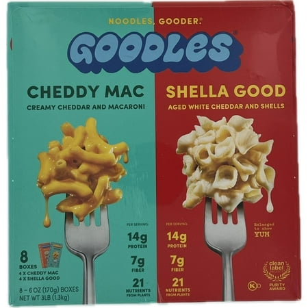 Goodles Mac & Cheese Variety  Cheddy Mac & Shella Good  6 Ounce (Pack of 8)