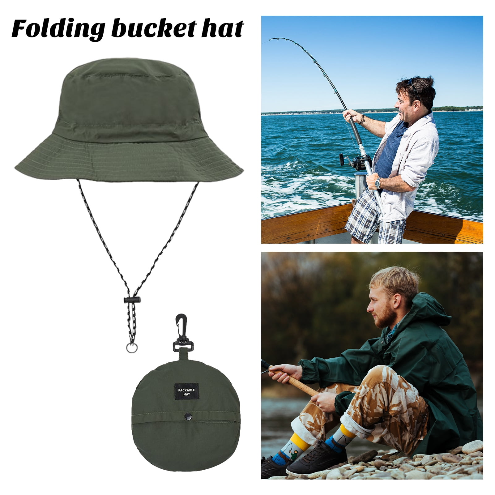 Foldable Bucket Hat with Adjustable Chin Strap Waterproof  display picture 1