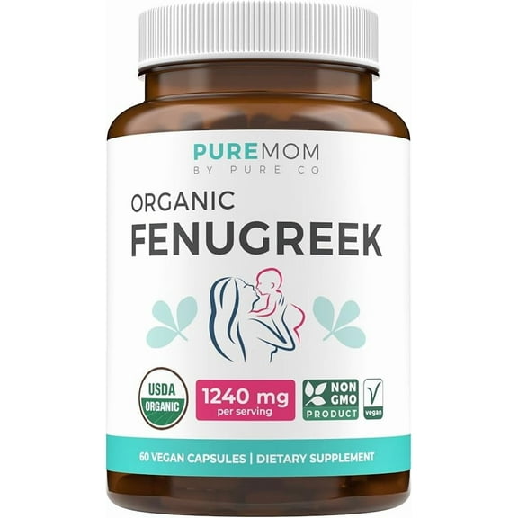 USDA Organic Fenugreek Capsules for Women - Effective Lactation Supplement for Increased Breast Milk Supply - Herbal Breastfeeding Support for Mothers -